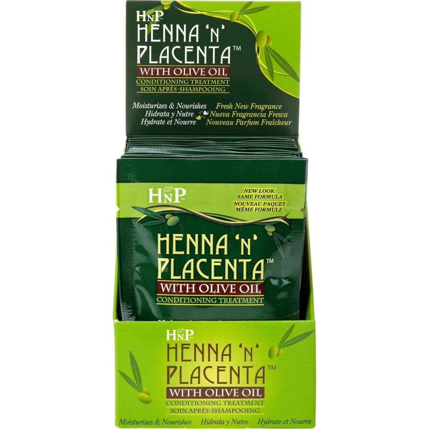 Henna-N-Placenta Pack Olive Oil 12-Piece Display Henna-N-Placenta Pack Olive Oil 12-Piece Display