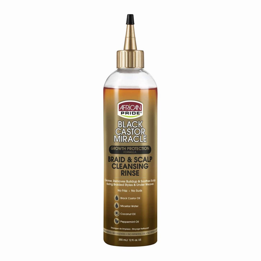 African Pride Black Castor Miracle Braid  Scalp Cleansing Rinse 12 Oz